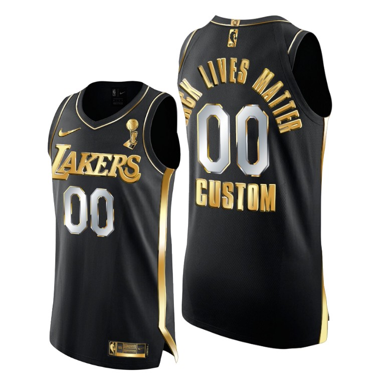 Men's Los Angeles Lakers Custom #00 NBA Golden Authentic 17X Social justice Finals Champions Black Basketball Jersey GLZ7783VJ